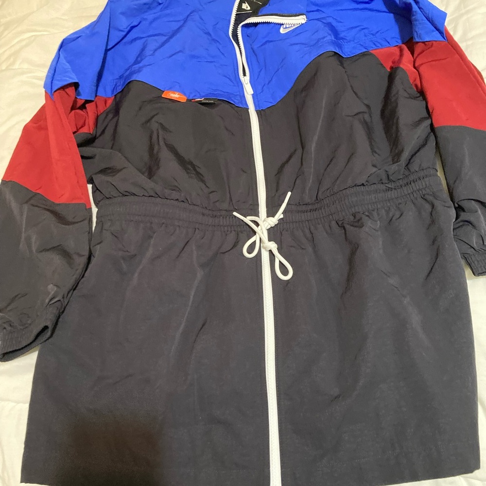 Nike Women's Tri-Color Bomber Jacket - Blue, Red, Black